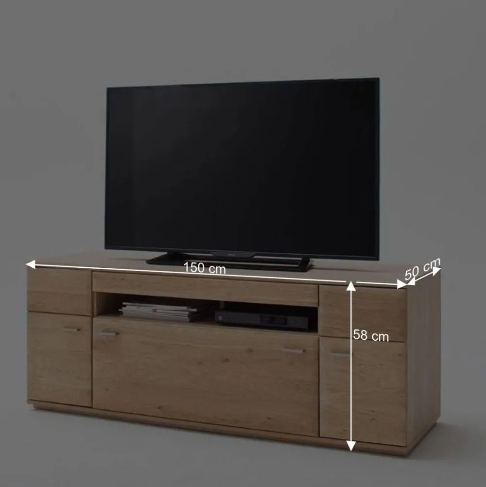 Wohnen Wohnwände<Wohnkombination in Eiche Bianco teilmassiv Pontros optional mit LED (vierteilig)