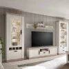 Wohnen Wohnwände<Wohnkombination mit TV Element im Landhaus Stil Nedita in Weiß Pinie (vierteilig)