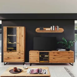 Wohnen Wohnwände<Wohnwand für Wohnzimmer Set - Flacona (dreiteilig)