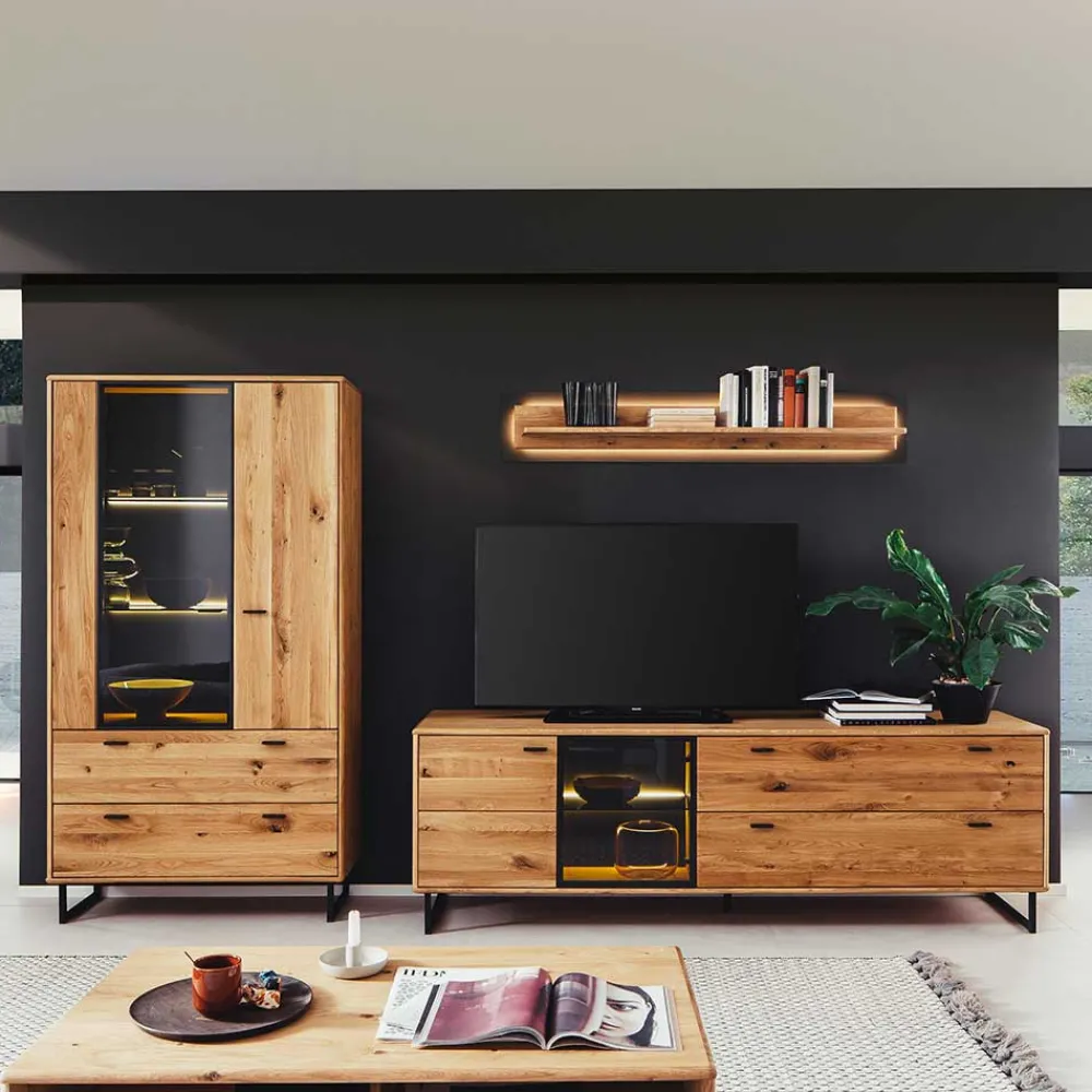 Wohnen Wohnwände<Wohnwand für Wohnzimmer Set - Flacona (dreiteilig)