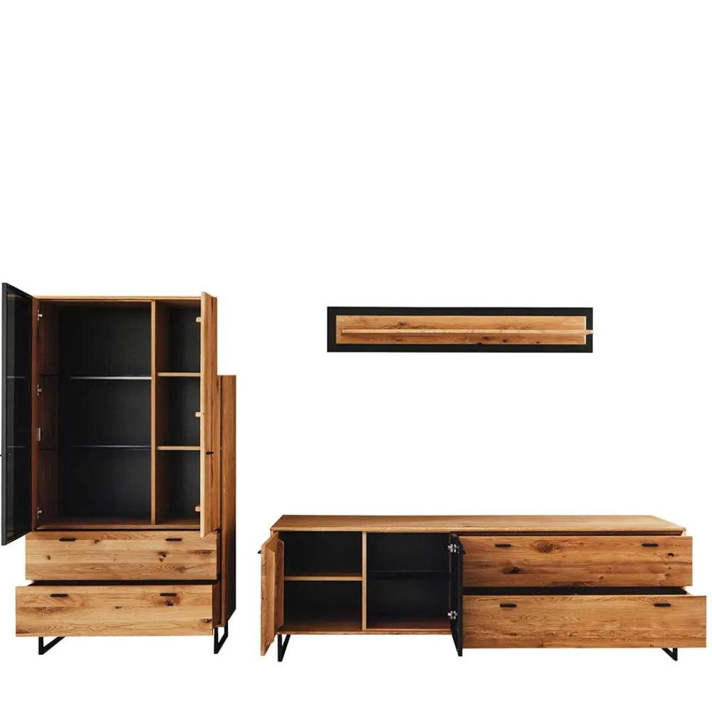 Wohnen Wohnwände<Wohnwand für Wohnzimmer Set - Flacona (dreiteilig)