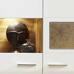 Wohnen Vitrinen<Wohnwand Hängeschrank in Weiß Eiche - Lisepio