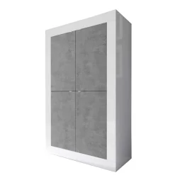 Wohnen Wohnwände<Wohnwand in Beton Optik & Weiß HG - Narandu (dreiteilig)
