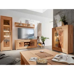 Wohnen Wohnwände<Wohnwand Möbelset aus Massivholz - Sarosca (vierteilig)