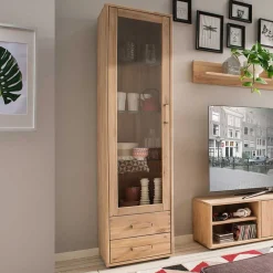 Wohnen Vitrinen<Wohnwand Vitrine in Eiche Bianco - Dulciana