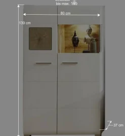Wohnen Highboards<Wohnwand Vitrine in Weiß Eiche - Lisepio