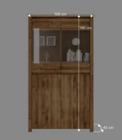 Wohnen Schränke<Wohnwand Vitrine Nadalia aus Wildeiche Massivholz