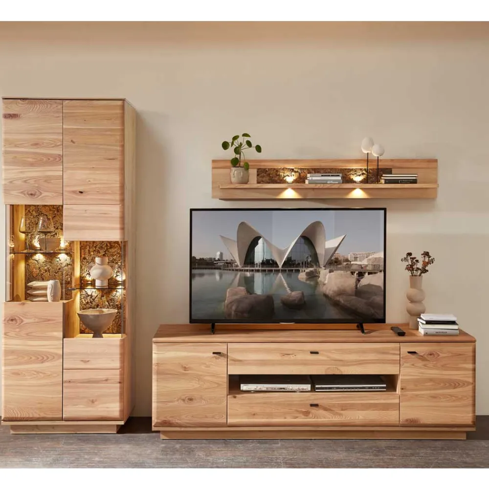 Wohnen Wohnwände<Wohnwand Wohnzimmer-Möbel Set - Cassna (dreiteilig)
