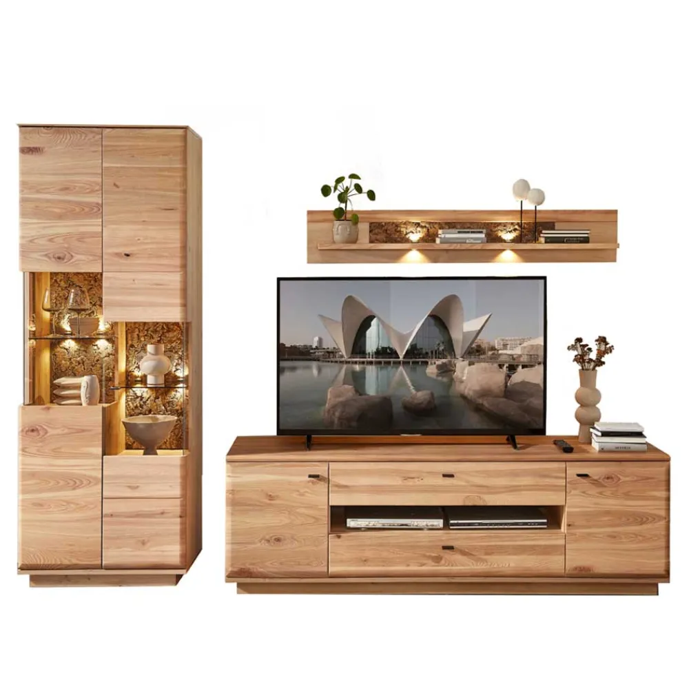 Wohnen Wohnwände<Wohnwand Wohnzimmer-Möbel Set - Cassna (dreiteilig)