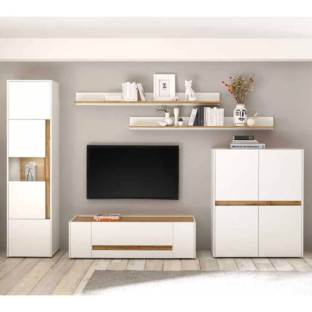Wohnen Wohnwände<Wohnzimmer Anbauwand 340 cm breit - Nonessia (fünfteilig)