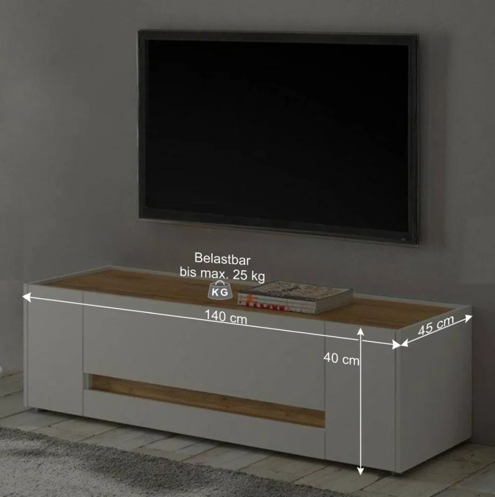 Wohnen Wohnwände<Wohnzimmer Anbauwand 340 cm breit - Nonessia (fünfteilig)