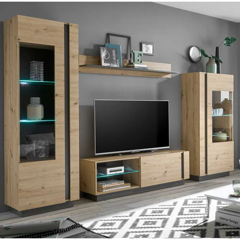 Wohnen Wohnwände<Wohnzimmer Anbauwand 270 cm breit - Lairian (vierteilig)