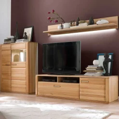 Wohnen Wohnwände<Wohnzimmer Anbauwand Athias aus Kernbuche (dreiteilig)