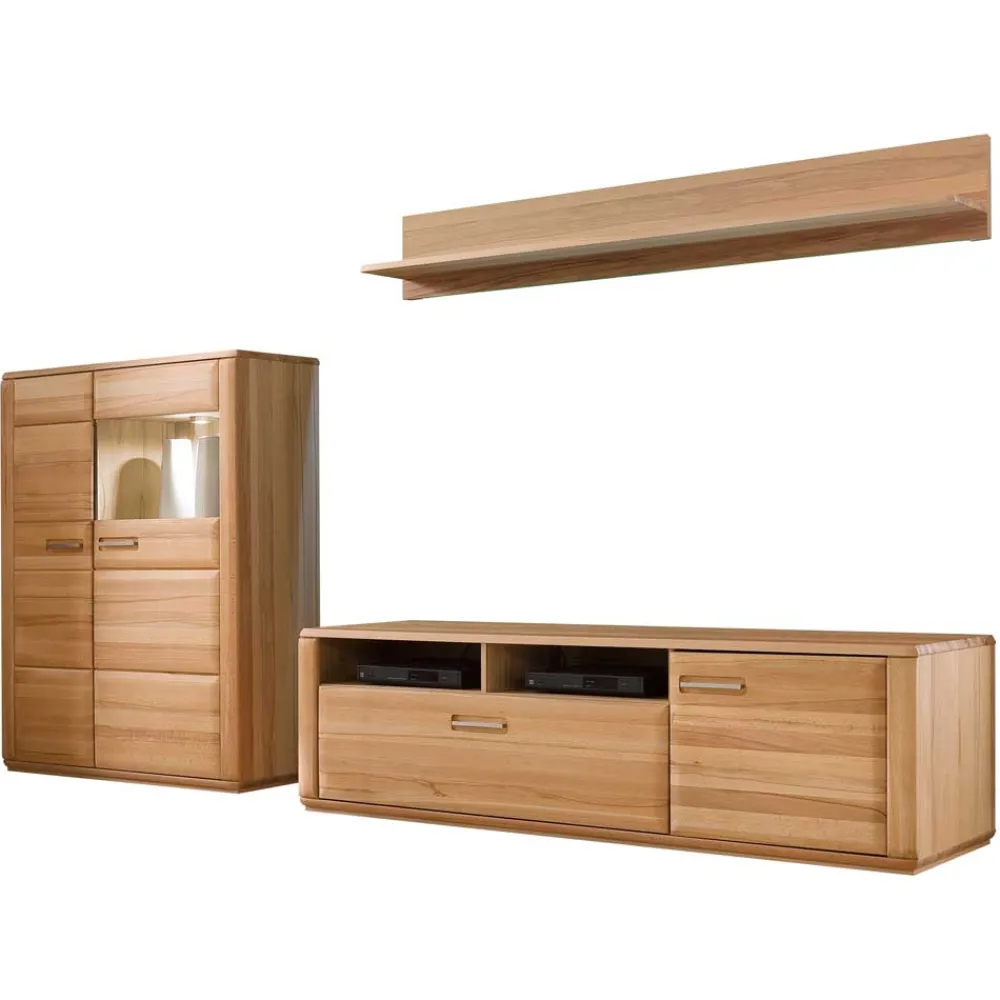 Wohnen Wohnwände<Wohnzimmer Anbauwand Athias aus Kernbuche (dreiteilig)