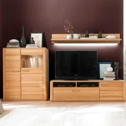 Wohnen Wohnwände<Wohnzimmer Anbauwand Athias aus Kernbuche (dreiteilig)