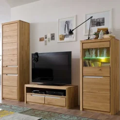 Wohnen Wohnwände<Wohnzimmer Anbauwand Croconia aus Wildeiche Massivholz (dreiteilig)