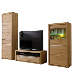 Wohnen Wohnwände<Wohnzimmer Anbauwand Croconia aus Wildeiche Massivholz (dreiteilig)
