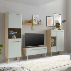 Wohnen Wohnwände<Wohnzimmer Anbauwand im Skandi Design - Armina (vierteilig)