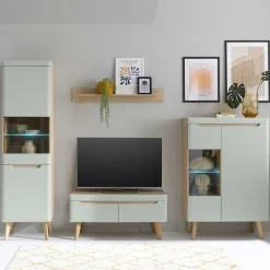Wohnen Wohnwände<Wohnzimmer Anbauwand im Skandi Design - Armina (vierteilig)