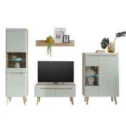 Wohnen Wohnwände<Wohnzimmer Anbauwand im Skandi Design - Armina (vierteilig)