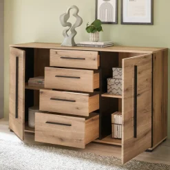 Wohnen Wohnwände<Wohnzimmer Anbauwand in Eiche - Brocus (dreiteilig)