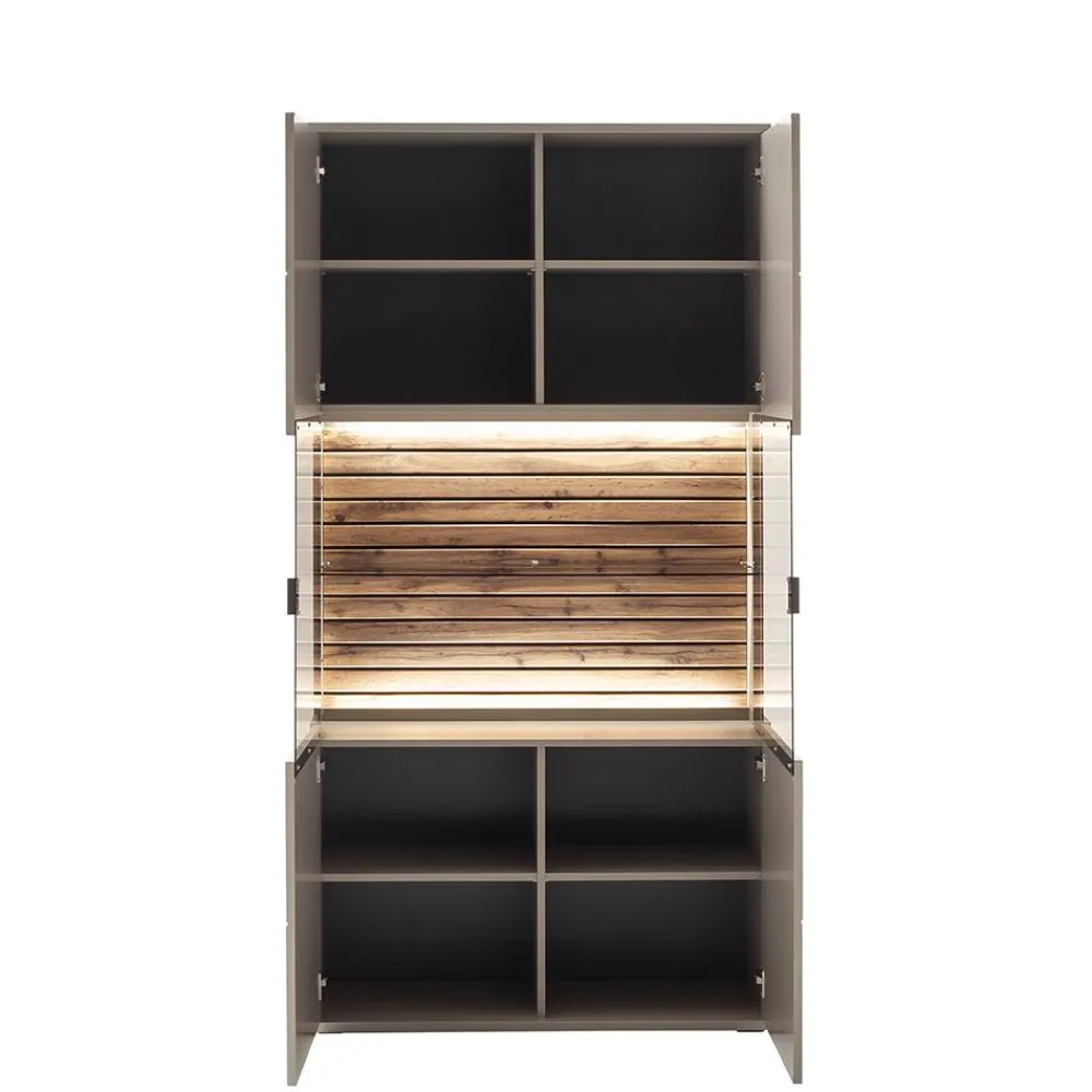 Wohnen Wohnwände<Wohnzimmer Anbauwand in Grau - Teorina (dreiteilig)