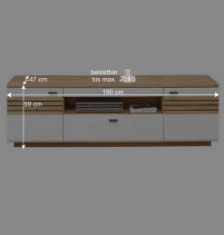 Wohnen Wohnwände<Wohnzimmer Anbauwand in Weiß mit Wildeiche - Niam (dreiteilig)