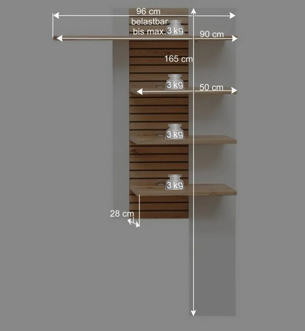 Wohnen Wohnwände<Wohnzimmer Anbauwand in Weiß mit Wildeiche - Niam (dreiteilig)
