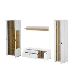 Wohnen Wohnwände<Wohnzimmer Anbauwand mit LED Set - Racelyn (vierteilig)