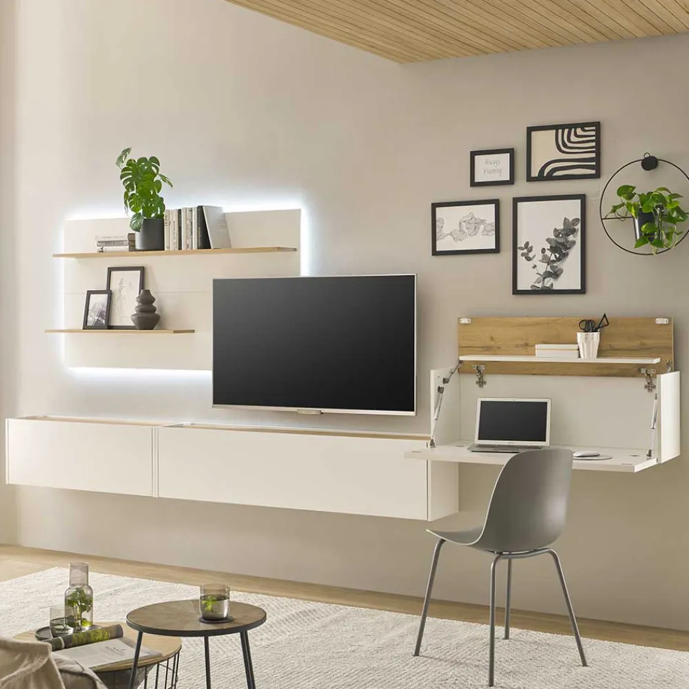 Wohnen Wohnwände<Wohnzimmer Anbauwand Set hängend - Nonessia (vierteilig)