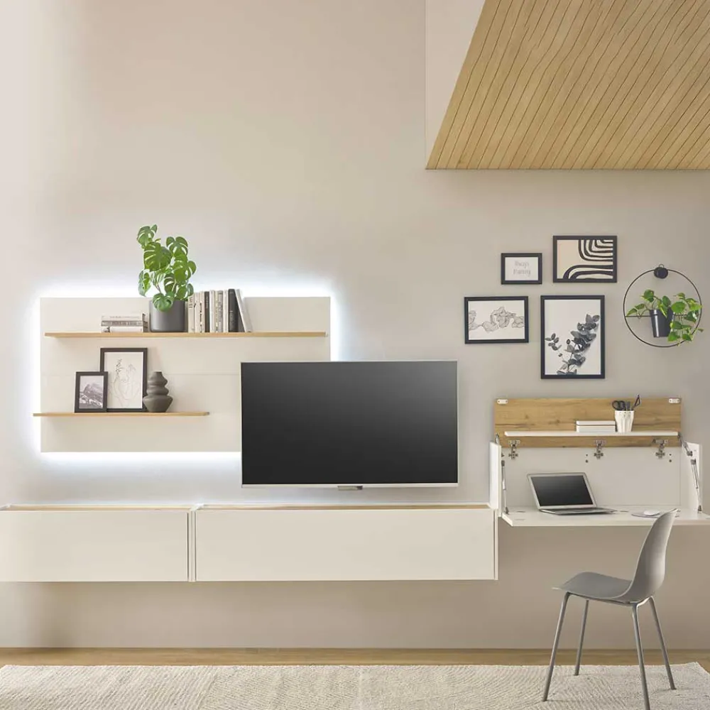Wohnen Wohnwände<Wohnzimmer Anbauwand Set hängend - Nonessia (vierteilig)