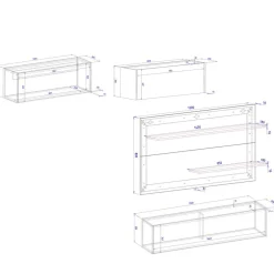 Wohnen Wohnwände<Wohnzimmer Anbauwand Set hängend - Nonessia (vierteilig)