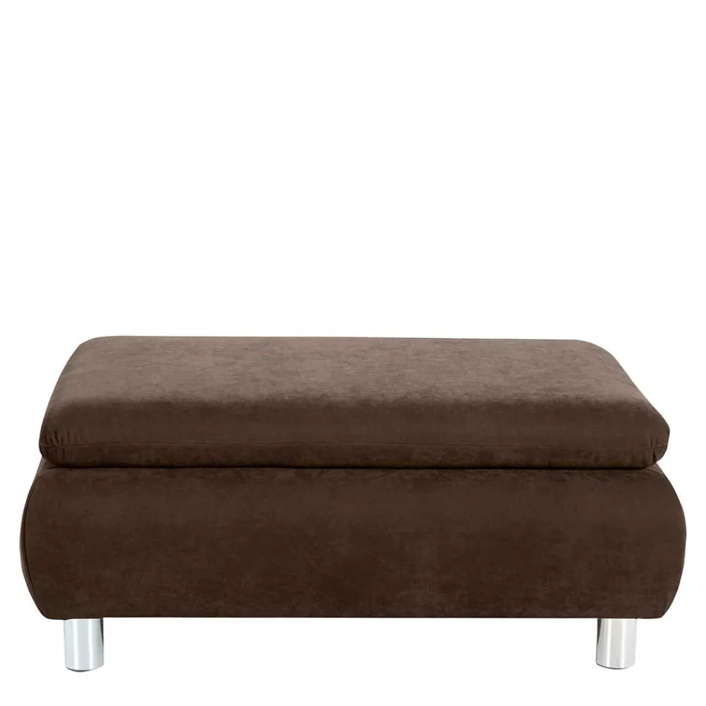 Wohnen Hocker<Wohnzimmer Couchhocker in Braun Velours - Delnoto