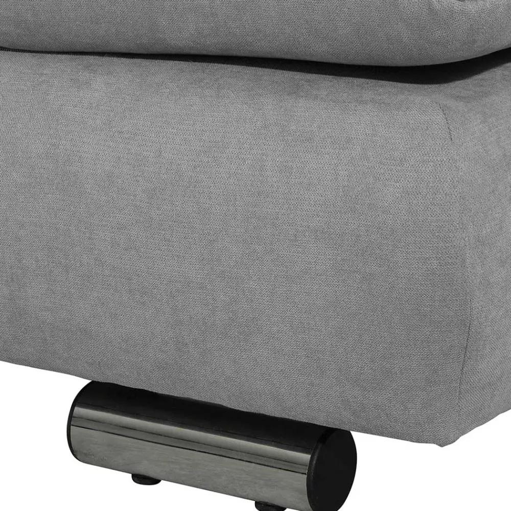 Wohnen Sofas<Wohnzimmer Eckcouch in Hellgrau mit Chrom - Oraina