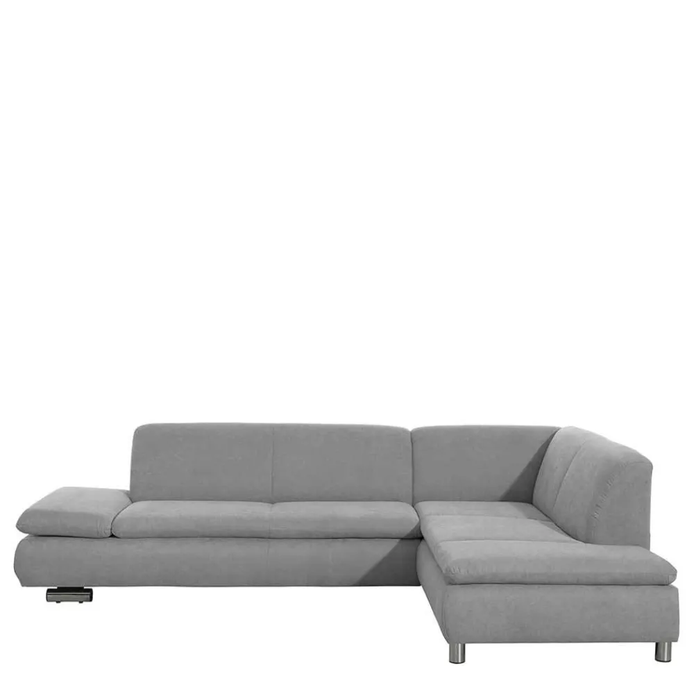 Wohnen Sofas<Wohnzimmer Eckcouch in Hellgrau mit Chrom - Oraina