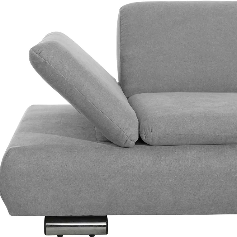 Wohnen Sofas<Wohnzimmer Eckcouch in Hellgrau mit Chrom - Oraina