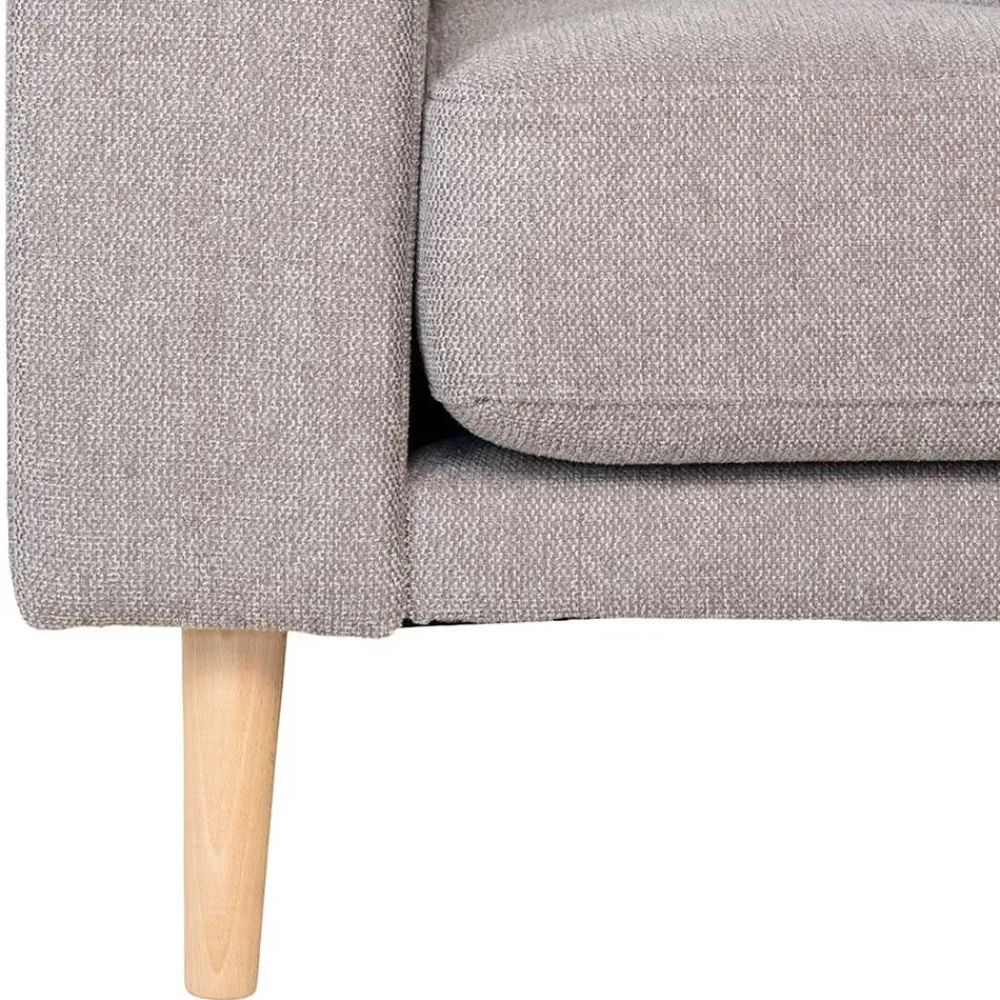 Wohnen Sofas<Wohnzimmer Ecksofa in Hellgrau mit Buche - Lelyo