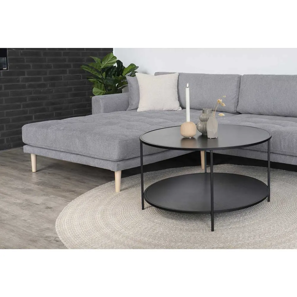 Wohnen Sofas<Wohnzimmer Ecksofa in Hellgrau mit Buche - Lelyo
