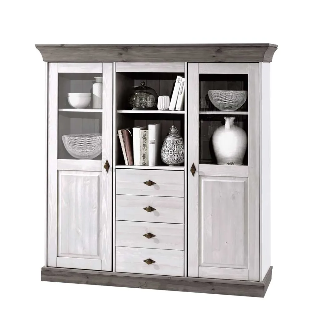 Wohnen Highboards<Wohnzimmer Highboard Mirandesca in Grau Weiß