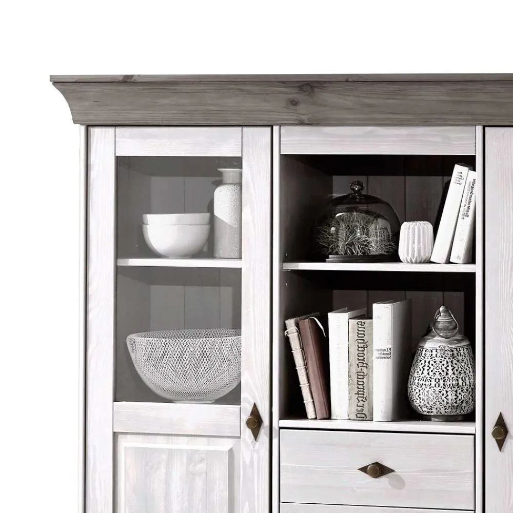Wohnen Highboards<Wohnzimmer Highboard Mirandesca in Grau Weiß