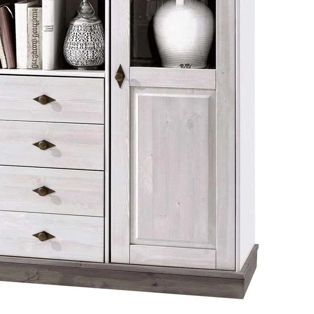 Wohnen Highboards<Wohnzimmer Highboard Mirandesca in Grau Weiß