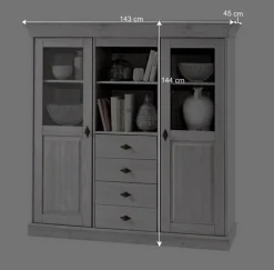Wohnen Highboards<Wohnzimmer Highboard Mirandesca in Grau Weiß