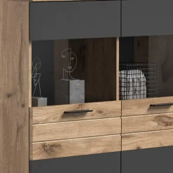 Wohnen Highboards<Wohnzimmer Highboard mit Glaseinsätzen - Lucios