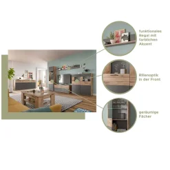 Wohnen Highboards<Wohnzimmer Highboard mit Glaseinsätzen - Lucios