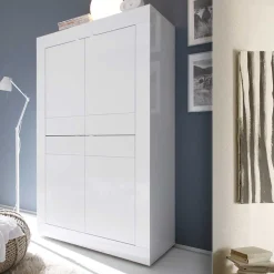 Wohnen Highboards<Wohnzimmer Highboard Sogno in Hochglanz Weiß