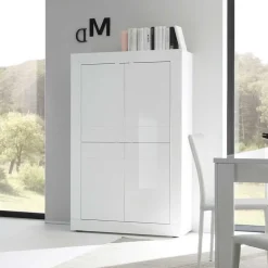 Wohnen Highboards<Wohnzimmer Highboard Sogno in Hochglanz Weiß