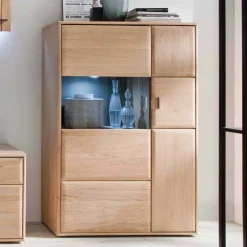 Wohnen Highboards<Wohnzimmer Highboard Vernella aus Eiche Bianco