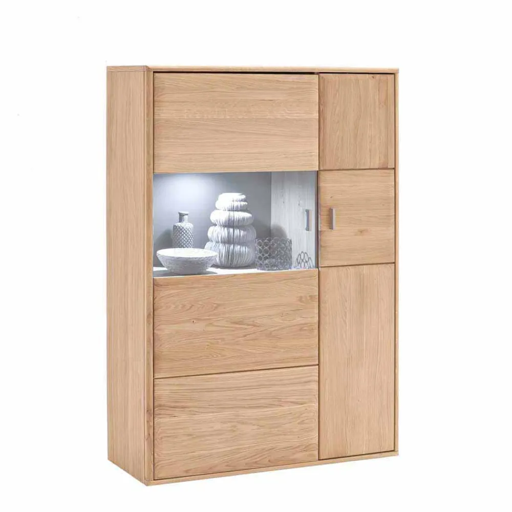 Wohnen Highboards<Wohnzimmer Highboard Vernella aus Eiche Bianco