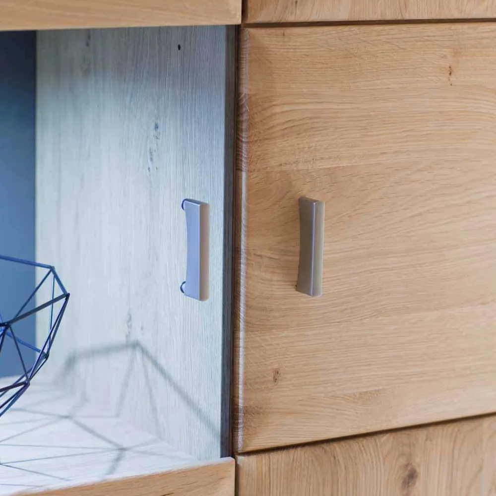 Wohnen Highboards<Wohnzimmer Highboard Vernella aus Eiche Bianco