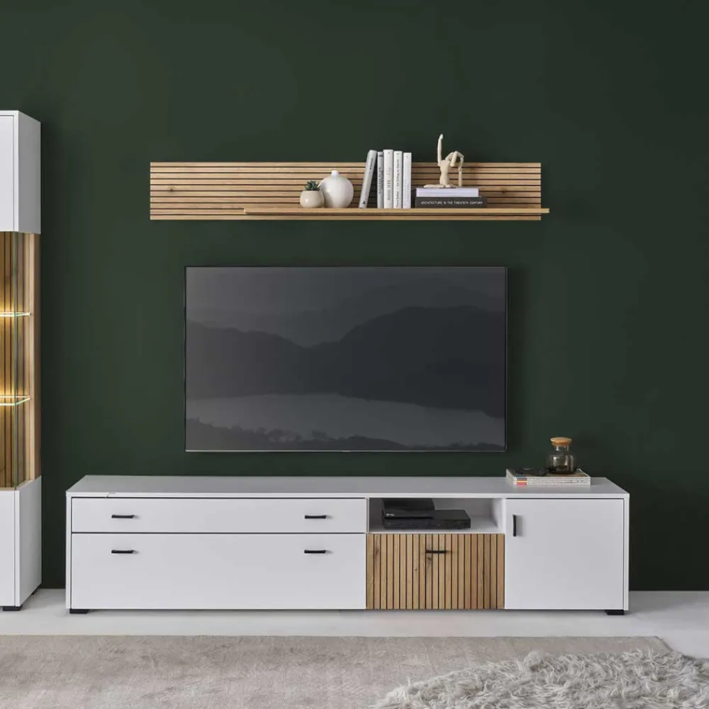 Wohnen Regale<Wohnzimmer Hängeboard in Wildeiche Optik - Nenaloro